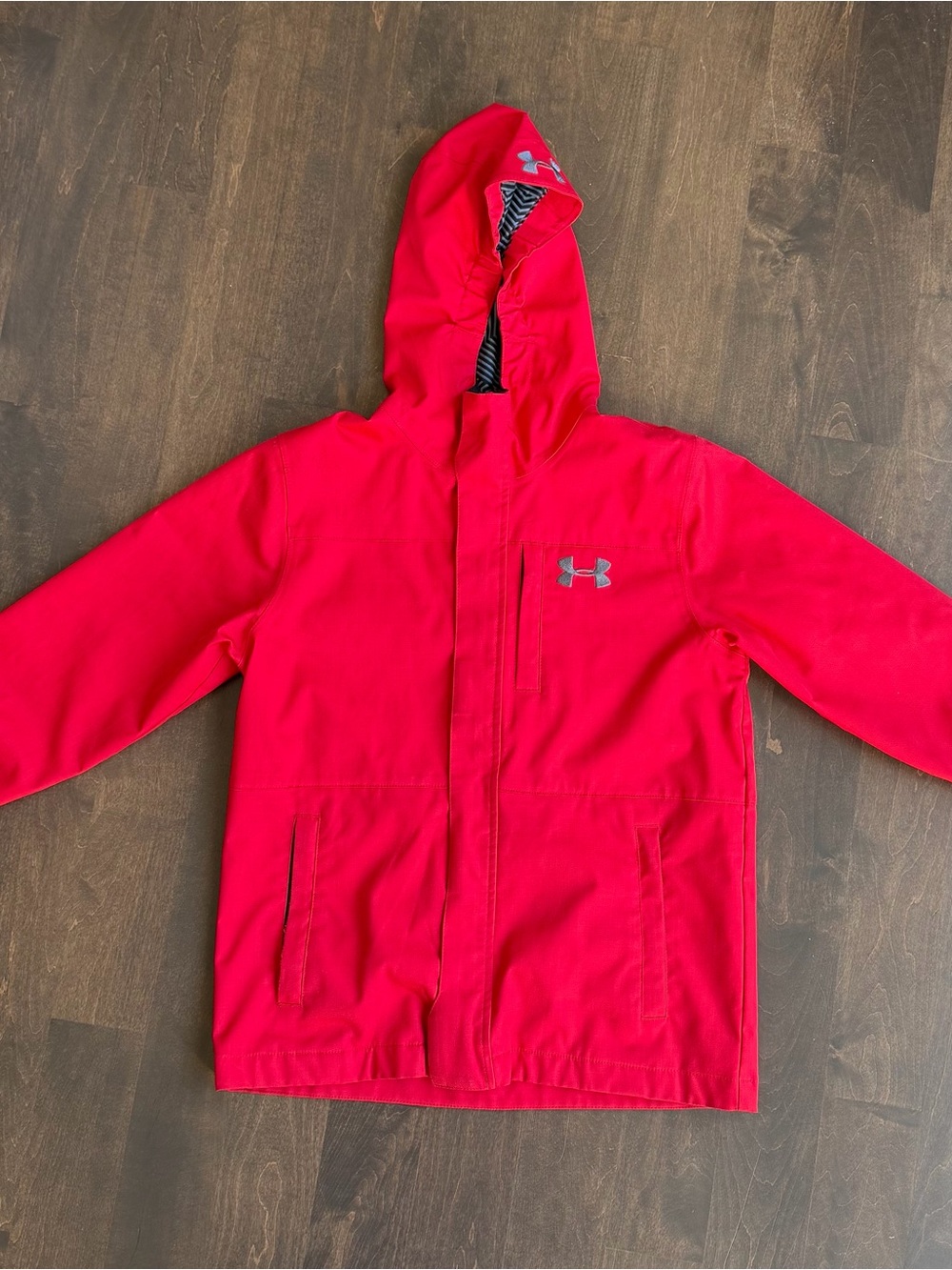 Under Armour Bright Red Kids' Hooded Rain Jacket